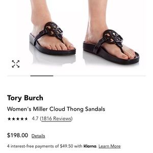 Tory Burch Miller Cloud Thong Sandals size 7